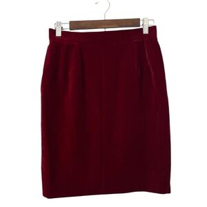 Ines de la Frssange Burgundy Velvet Velour Pencil Skirt